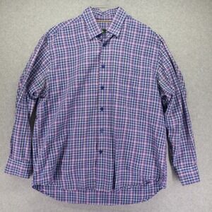 Robert Talbott Shirt Mens XL Casual Pocket Button Up Purple Plaid Long Sleeve